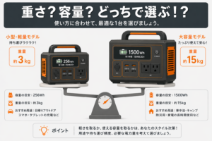 ポタ電の重さと容量のトレードオフ 持ち運び用と据え置き用の境界線を徹底解説