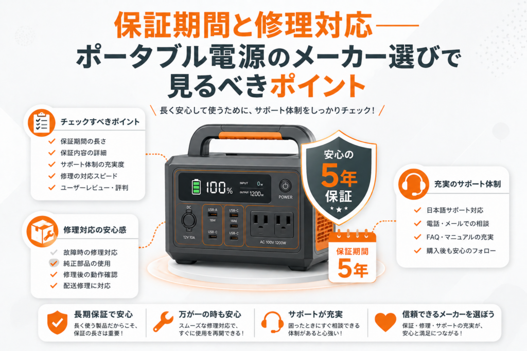 保証期間と修理対応 ポータブル電源のメーカー選びで見るべきポイント