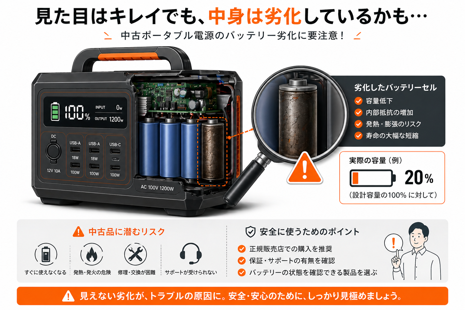 中古品のリスク　バッテリー劣化は外見では判断できない