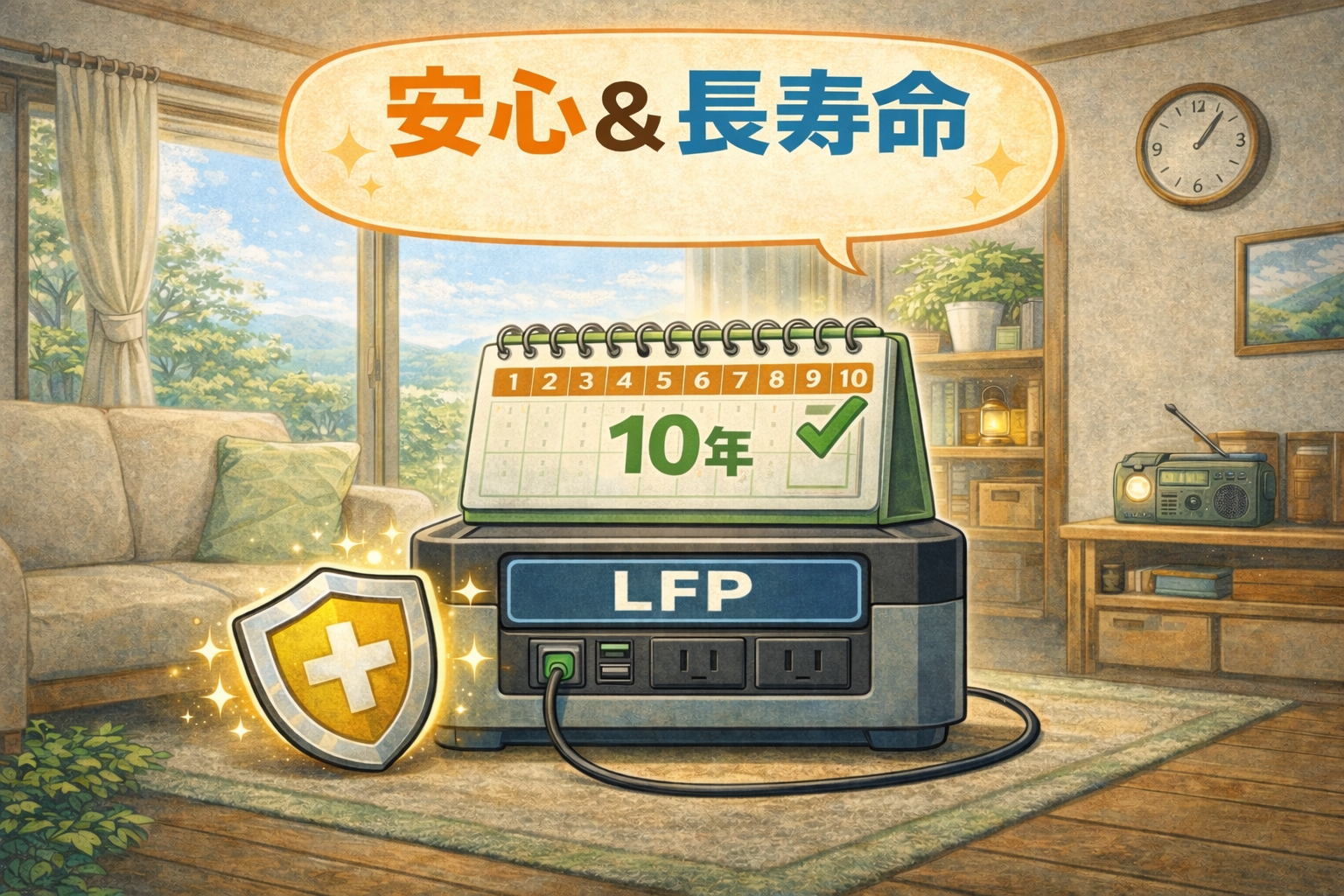リン酸鉄リチウムイオン電池（LFP）の特徴イメージ