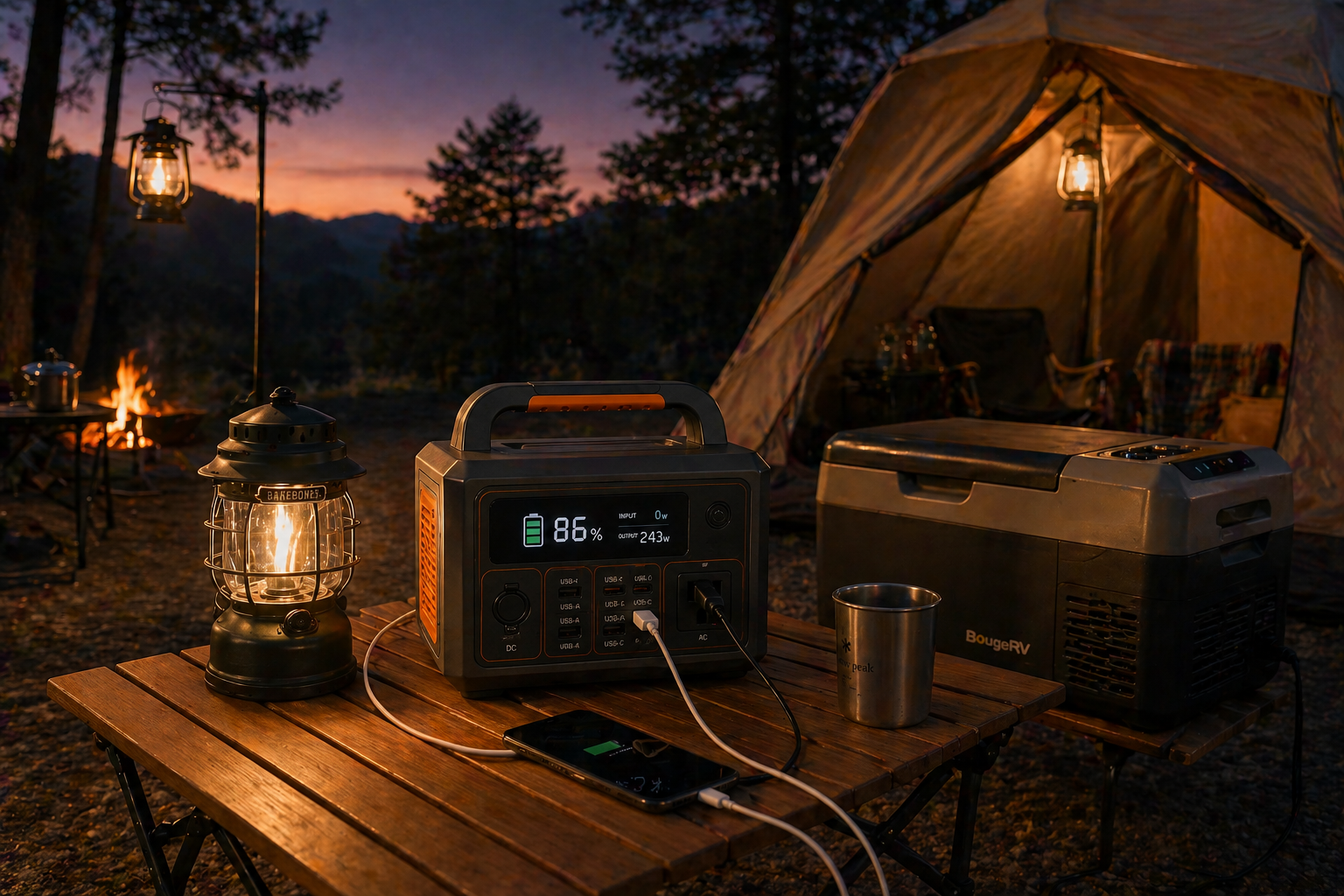 ポータブル電源を活用したキャンプ・防災シーンイメージ