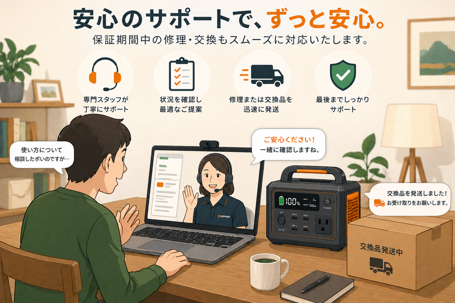 ポータブル電源のサポート・アフターサービスイメージ