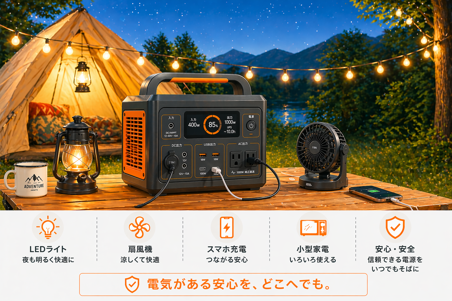 ポータブル電源の活用シーンイメージ