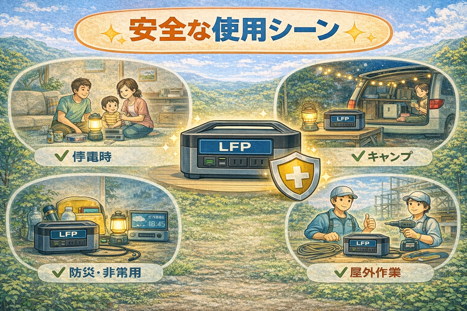 ポータブル電源の安全な使用イメージ