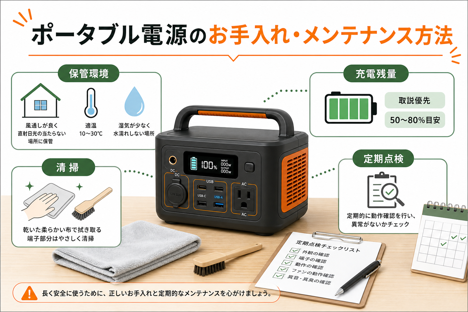 ポータブル電源のお手入れとメンテナンス方法