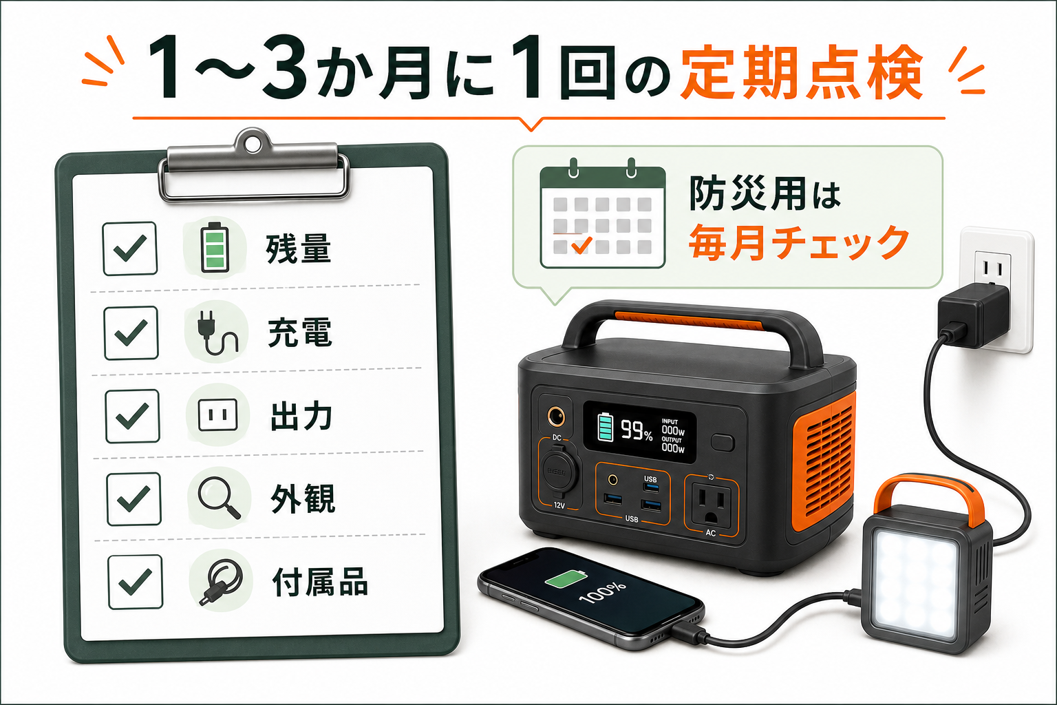 ポータブル電源の定期点検チェックリスト