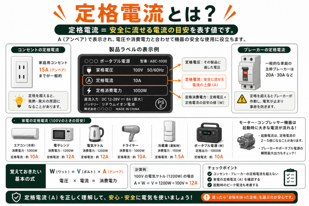定格電流とは？計算方法からブレーカー・モーターの定格電流まで、わかりやすく解説