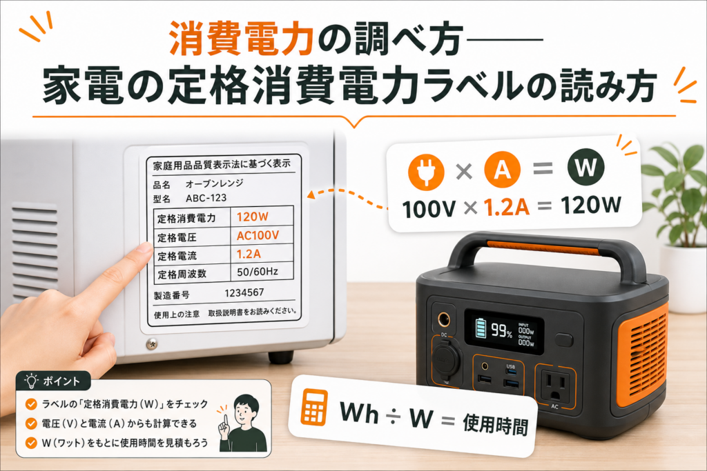 消費電力の調べ方　家電の定格消費電力ラベルの読み方