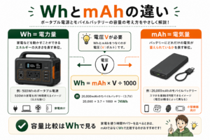 Wh（ワットアワー）とmAh（ミリアンペアアワー）の違いと変換方法