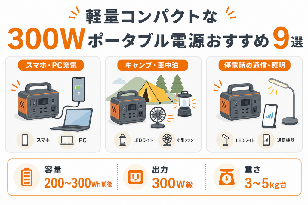 軽量コンパクトな300Wポータブル電源おすすめ9選！使える家電・選び方も詳しく解説