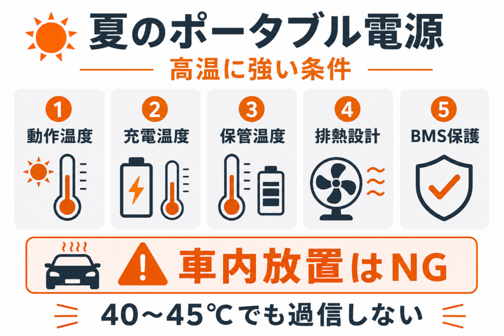 夏でも安心！高温・熱に強いポータブル電源の条件と失敗しない選び方